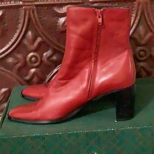 Red Leather (Ankle High) Boots